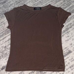 White Fox Boutique Brown Short Sleeve Crew Tee